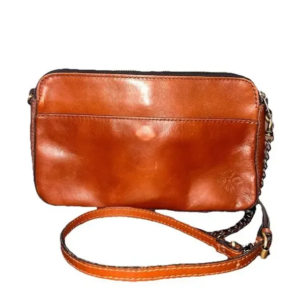 Patricia Nash Heritage Chambery Veg Tan Leather Crossbody Handbag Chain Strap - Picture 3 of 15